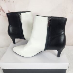 Alfani Two-Tone Black and White Leather Heeled Boots